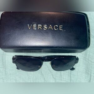 VERSACE Black Vintage 90s Medusa Logo Sunglasses MOD X03 EUC w/case Y2K matrix